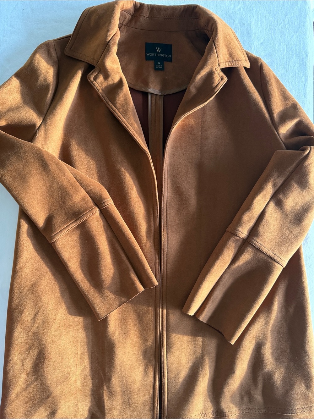 Worthington Tan Zip-Front Suede Jacket